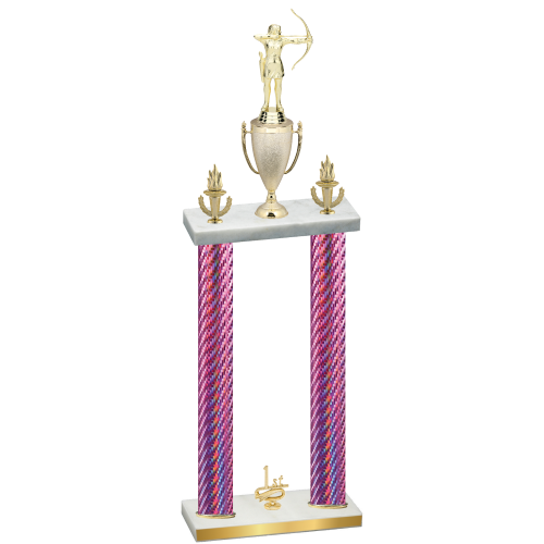Double Pink Carbon Fiber First Place Archery Trophy