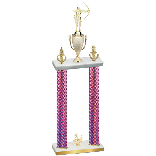 Double Pink Carbon Fiber Third Place Archery Trophy