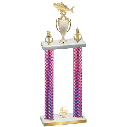 Double Pink Carbon Fiber Fourth Place Fishing Trophy