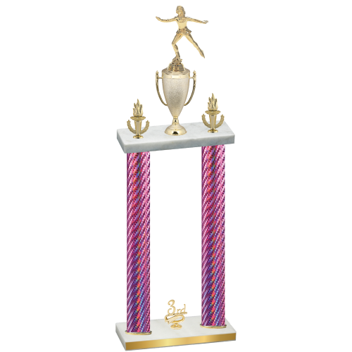 Double Pink Carbon Fiber Third Place Skater Trophy