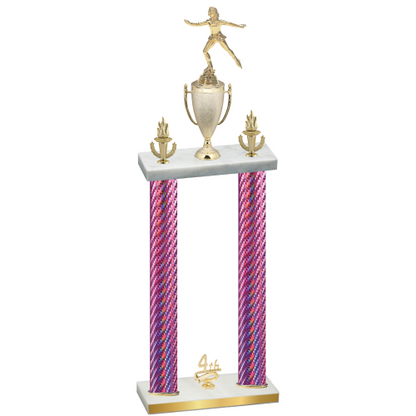 Double Pink Carbon Fiber Fourth Place Skater Trophy