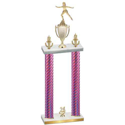 Double Pink Carbon Fiber Year Skater Trophy