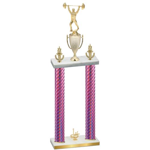 Double Pink Carbon Fiber First Place Weights Trophy