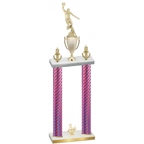 Double Pink Carbon Fiber Third Place Basketball Trophy