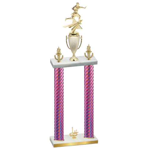 Double Pink Carbon Fiber First Place Flag Football Trophy