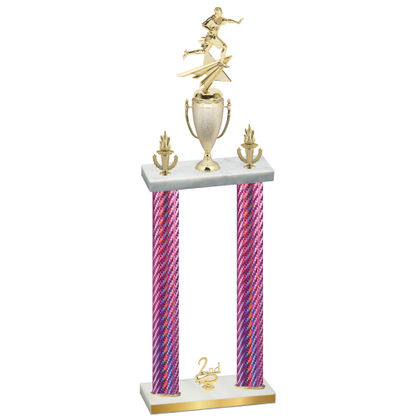 Double Pink Carbon Fiber Second Place Flag Football Trophy