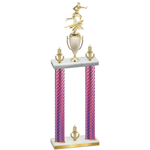 Double Pink Carbon Fiber Victory Flag Football Trophy