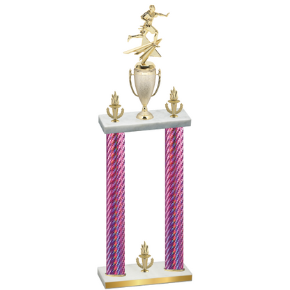 Double Pink Carbon Fiber Victory Flag Football Trophy