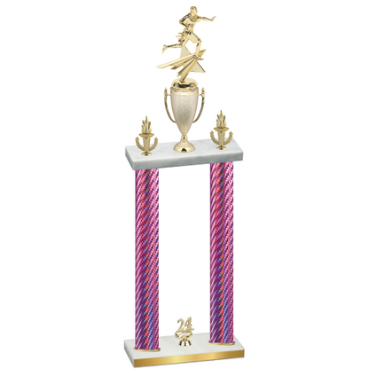 Double Pink Carbon Fiber Year Flag Football Trophy