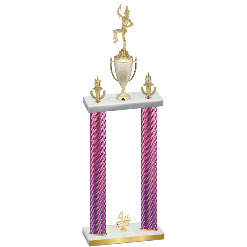 Double Pink Carbon Fiber Fourth Place Majorette Trophy