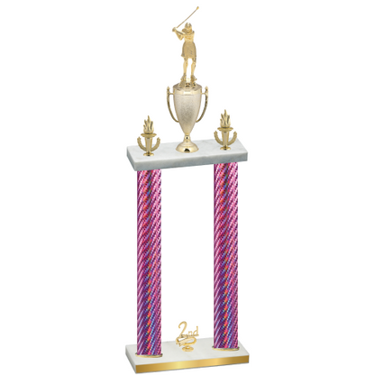 Double Pink Carbon Fiber Second Place Golf Trophy