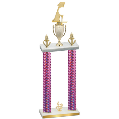 Double Pink Carbon Fiber Fourth Place Golf Trophy