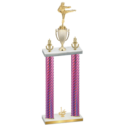 Double Pink Carbon Fiber First Place Karate Trophy