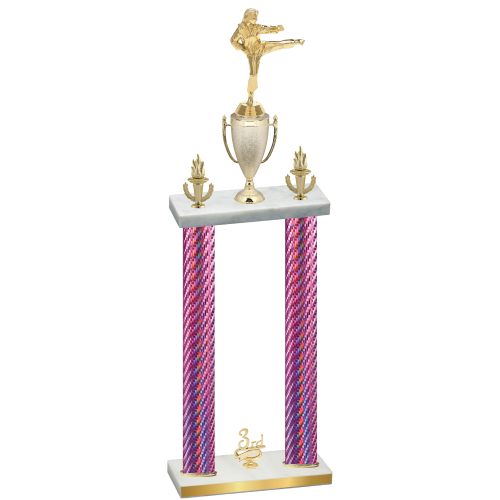 Double Pink Carbon Fiber Third Place Karate Trophy