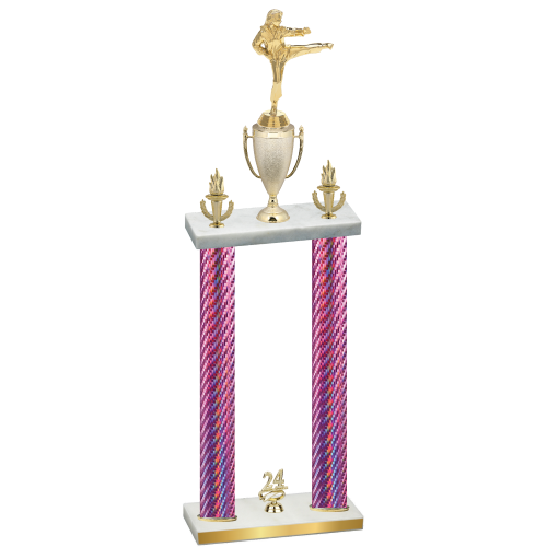 Double Pink Carbon Fiber Year Karate Trophy