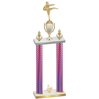Double Pink Carbon Fiber Third Place Karate Trophy