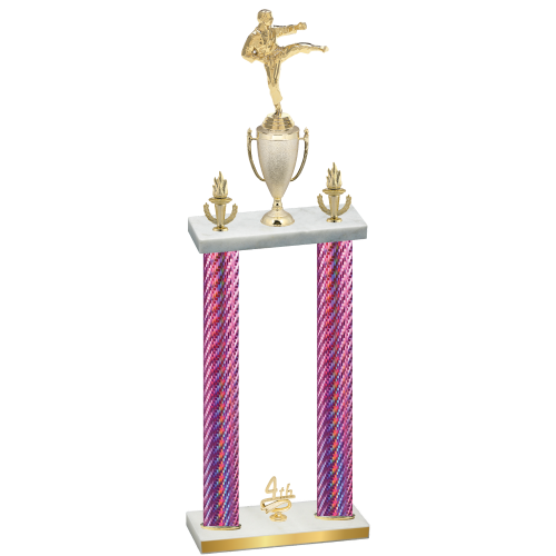 Double Pink Carbon Fiber Fourth Place Karate Trophy