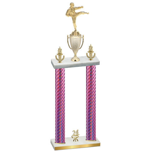 Double Pink Carbon Fiber Year Karate Trophy