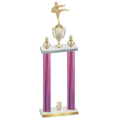 Double Pink Carbon Fiber Year Karate Trophy