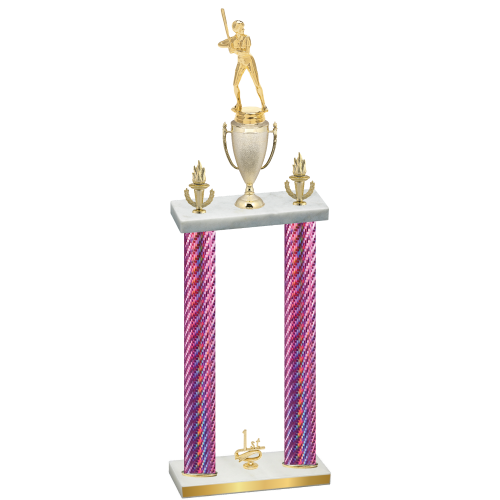 Double Pink Carbon Fiber First Place Softball Trophy