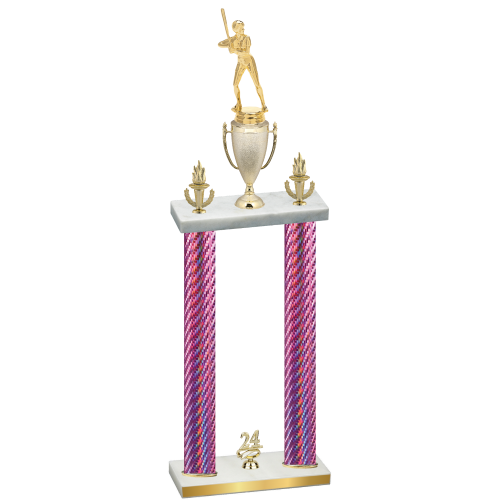 Double Pink Carbon Fiber Year Softball Trophy