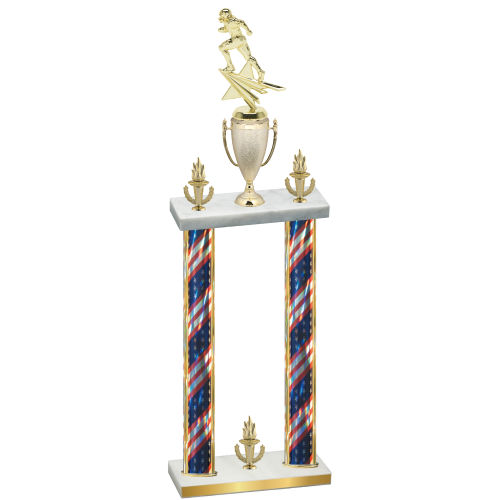 Double Flag USA Victory Football Trophy