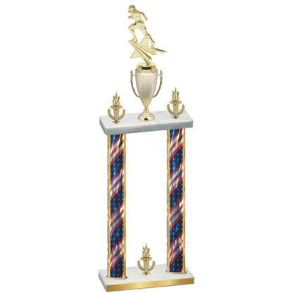 Double Flag USA Victory Football Trophy