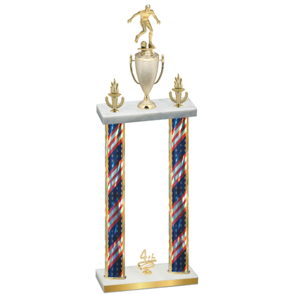 Double Flag USA Fourth Place Soccer Trophy
