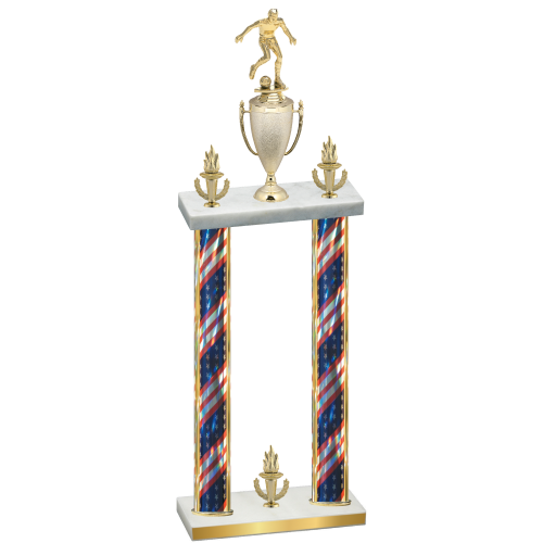 Double Flag USA Victory Soccer Trophy