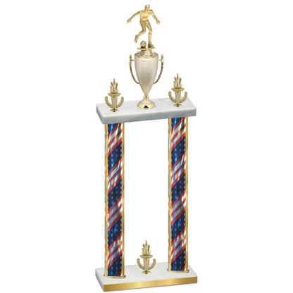 Double Flag USA Victory Soccer Trophy