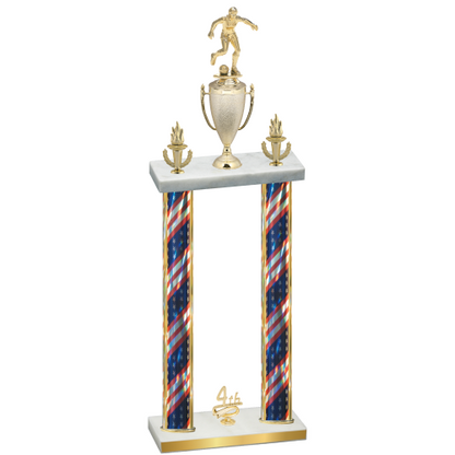 Double Flag USA Fourth Place Soccer Trophy