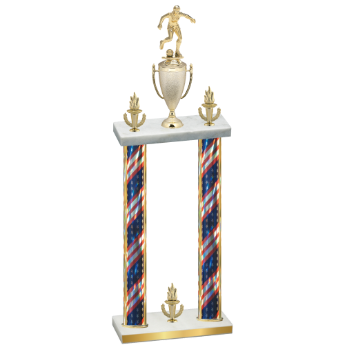Double Flag USA Victory Soccer Trophy
