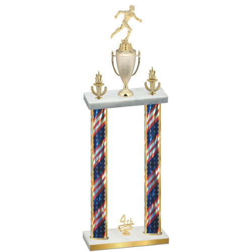 Double Flag USA Fourth Place Running Trophy