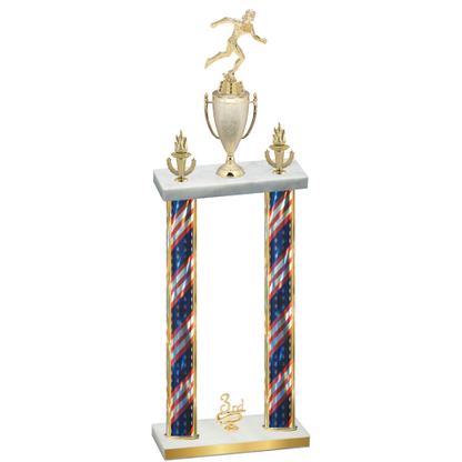 Double Flag USA Third Place Running Trophy