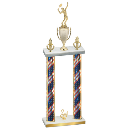Double Flag USA Second Place Tennis Trophy