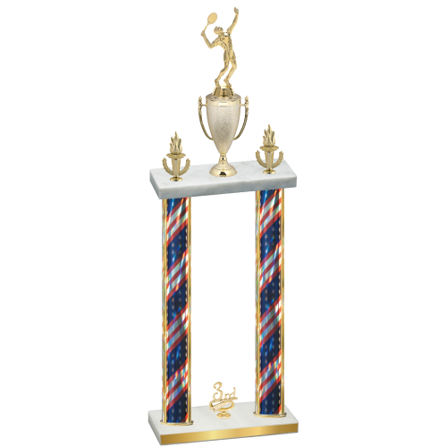 Double Flag USA Third Place Tennis Trophy