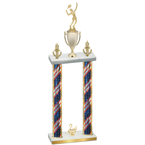 Double Flag USA Second Place Tennis Trophy