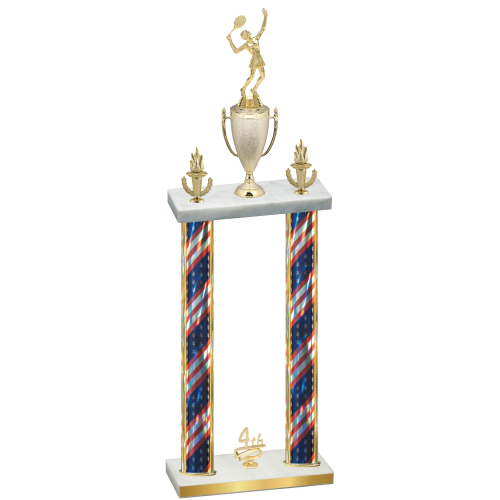 Double Flag USA Fourth Place Tennis Trophy