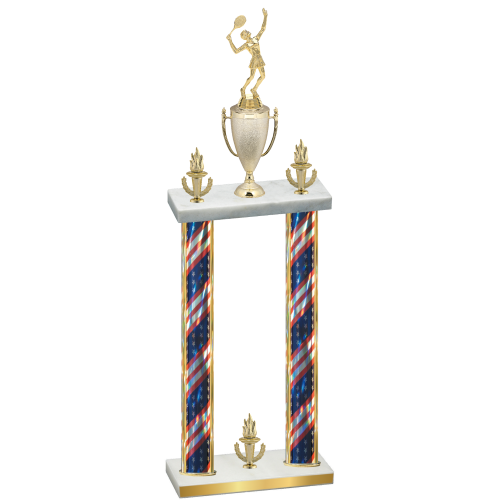 Double Flag USA Victory Tennis Trophy