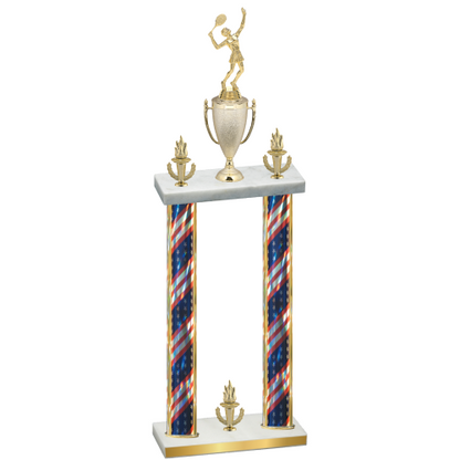 Double Flag USA Victory Tennis Trophy