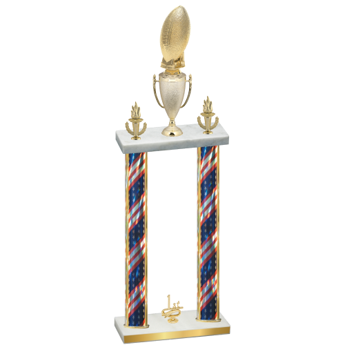 Double Flag USA First Place Football Trophy