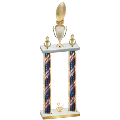 Double Flag USA Second Place Football Trophy