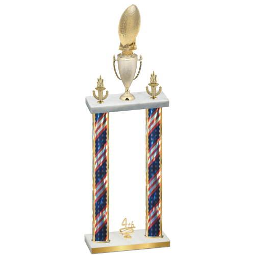 Double Flag USA Fourth Place Football Trophy