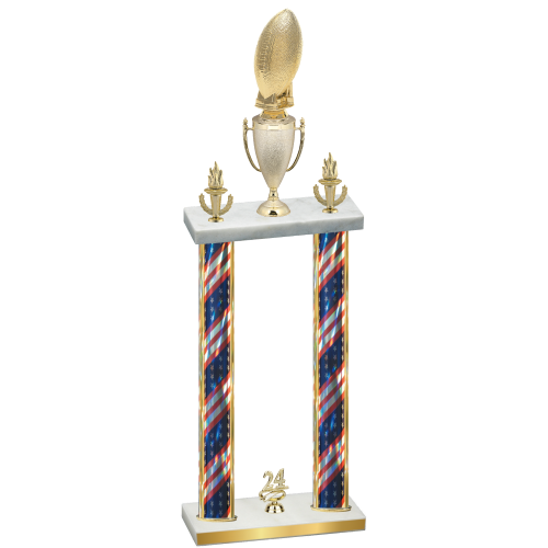 Double Flag USA Year Football Trophy