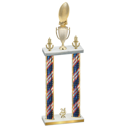 Double Flag USA Year Football Trophy