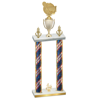 Double Flag USA Fourth Place Tennis Trophy
