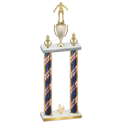 Double Flag USA Fourth Place Wrestling Trophy