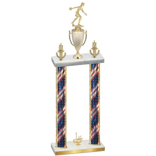 Double Flag USA First Place Bowling Trophy