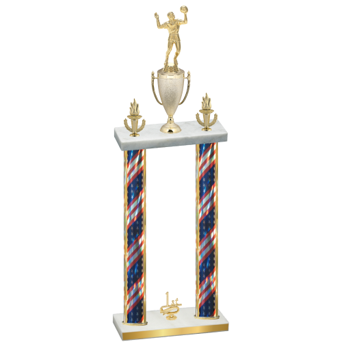 Double Flag USA First Place Volleyball Trophy