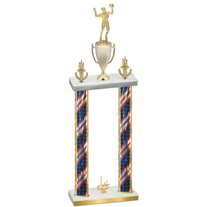 Double Flag USA First Place Volleyball Trophy